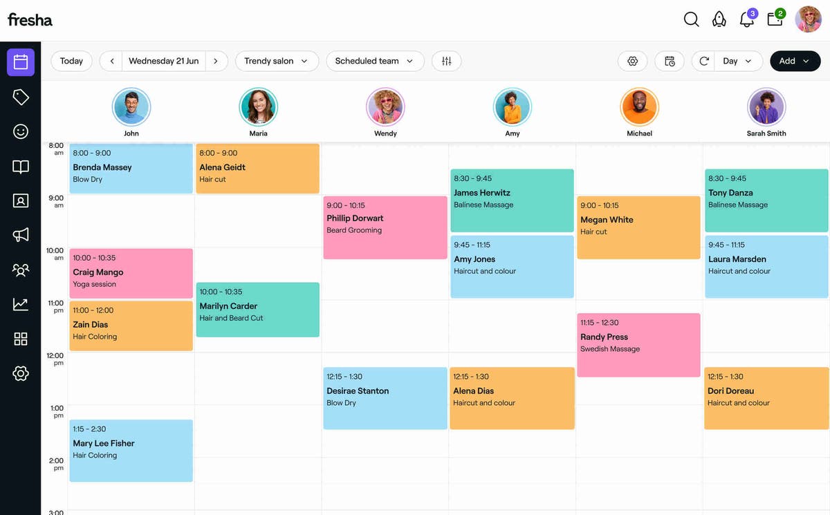 Fresha booking dashboard
